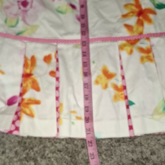 Acorn Lined Pink/White Pleated Mini Skirt Resort Wear-10-Floral Butterflies - Picture 6 of 6